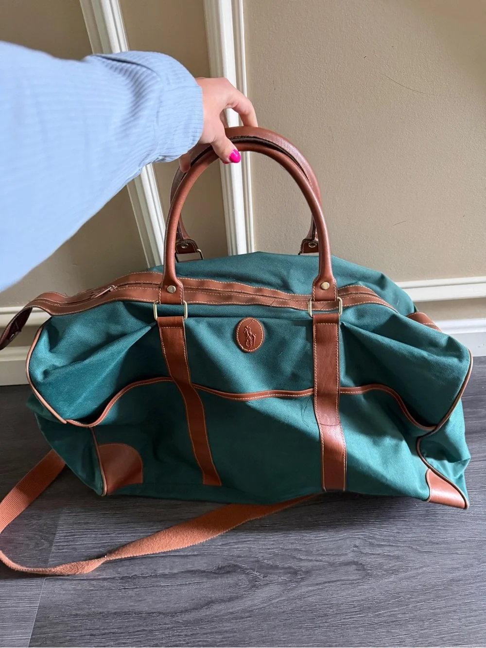 Vintage Y2K green canvas Polo Ralph Lauren duffel